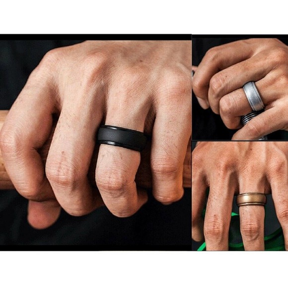 Silicone Wedding Rings (Set of 4) Color - Camo Combo 1 Mens Safety Rings - Picture 2 of 11